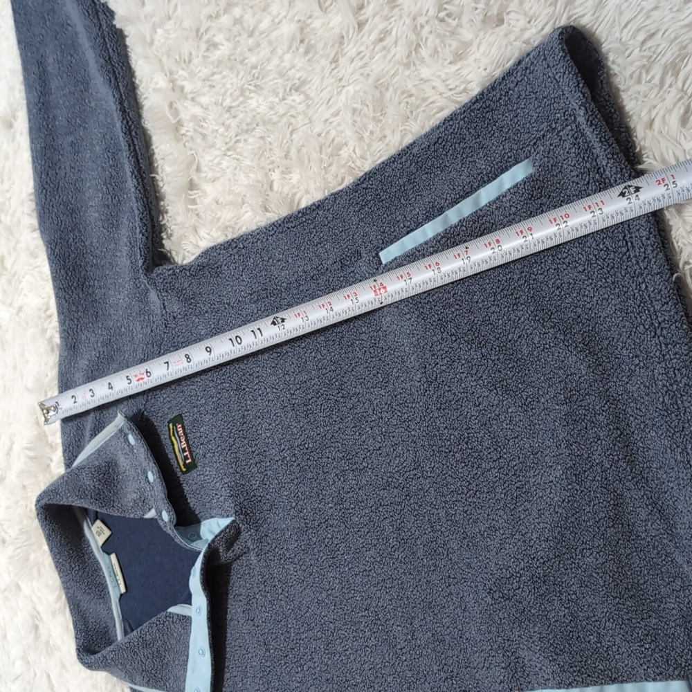 Y2K Vintage L.L. Bean Blue Tumbled Sherpa 1/4 Snap Pullover Sweater - Picture 12 of 12